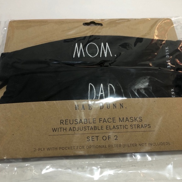 Rae Dunn Mask Set 2 Mom Dad Adjustable Washable - Picture 1 of 3